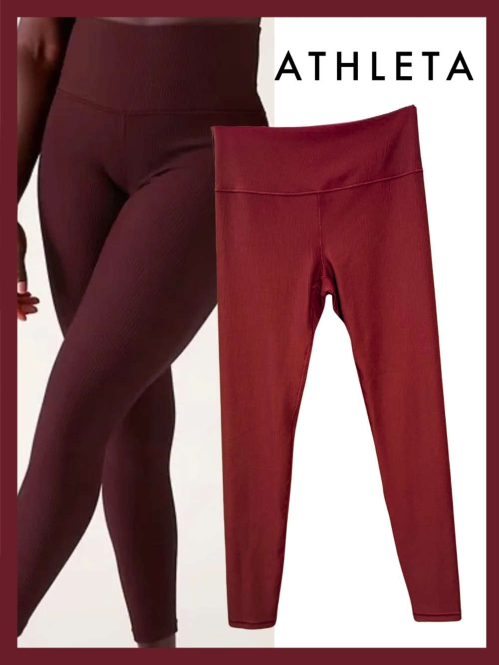 Large - EUC - Athleta Burgundy Elation Rib Tight legging
